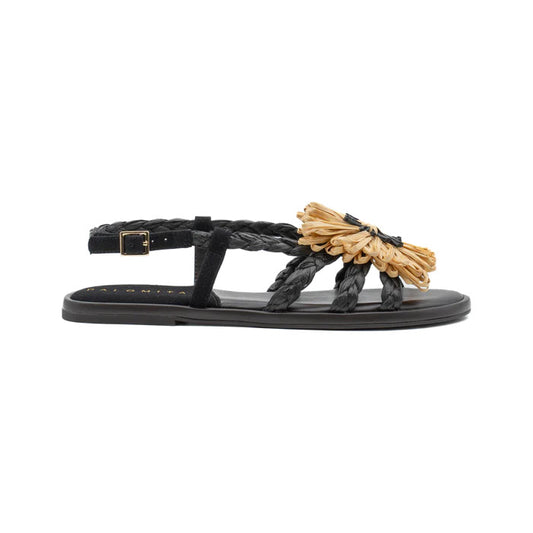 PALOMITAS 31-1102 ALICIA RAFFIA / MICROFIBRABLACK